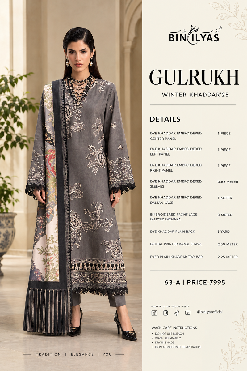 Dark Grey Embroidered Khaddar Unstitched Suit