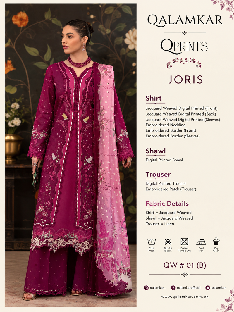Purple Jacquard Digital Printed Unstitched Suit