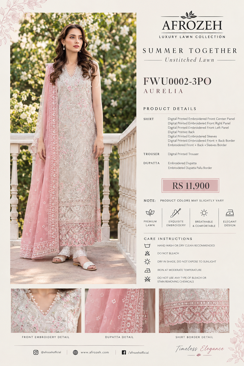 Pink Embroidered Lawn Unstitched Suit